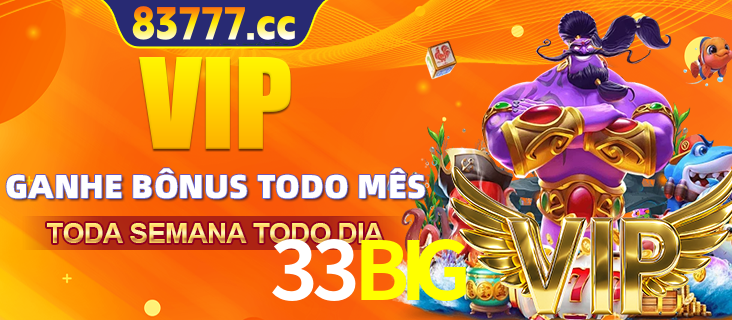 Banner promocional do 33BIG oferecendo 100% de recompensas adicionais contínuas para quem fizer o login diário (Daily sign-in), com um mascote de coelho.