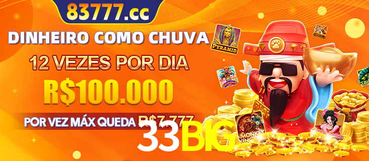 Banner do programa de recompensas Recomende para amigos do 33BIG, detalhando os bônus por convidar amigos, com prêmios que chegam a R$288.888.