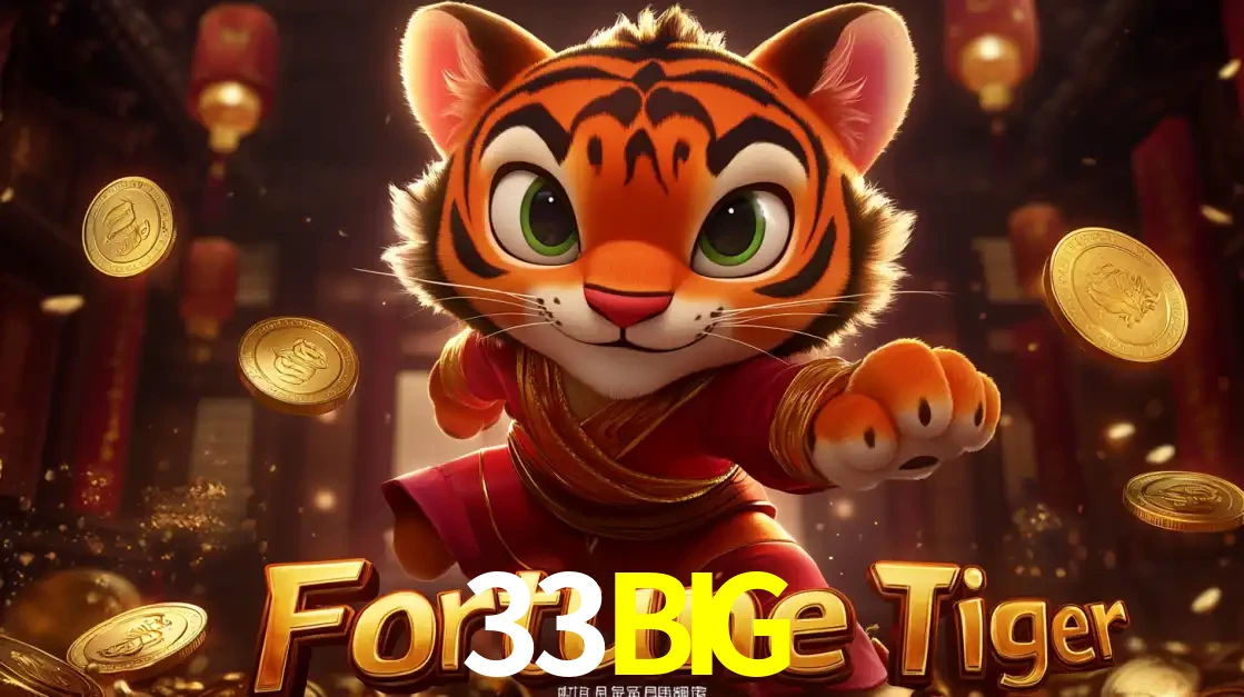 O carismático mascote do jogo de slot Fortune Tiger, um tigre fofo em pose de artes marciais, pronto para trazer sorte e multiplicadores de ganhos no cassino online 33BIG.