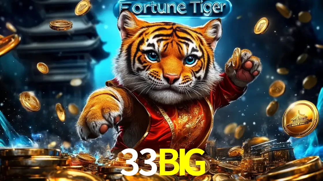 Imagem promocional do jogo de slot Fortune Tiger, com um tigre majestoso em traje tradicional cercado por uma fortuna em moedas de ouro, disponível agora no cassino 33BIG.